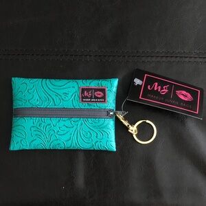 NWT Teal Makeup Junkie Keychain Pouch